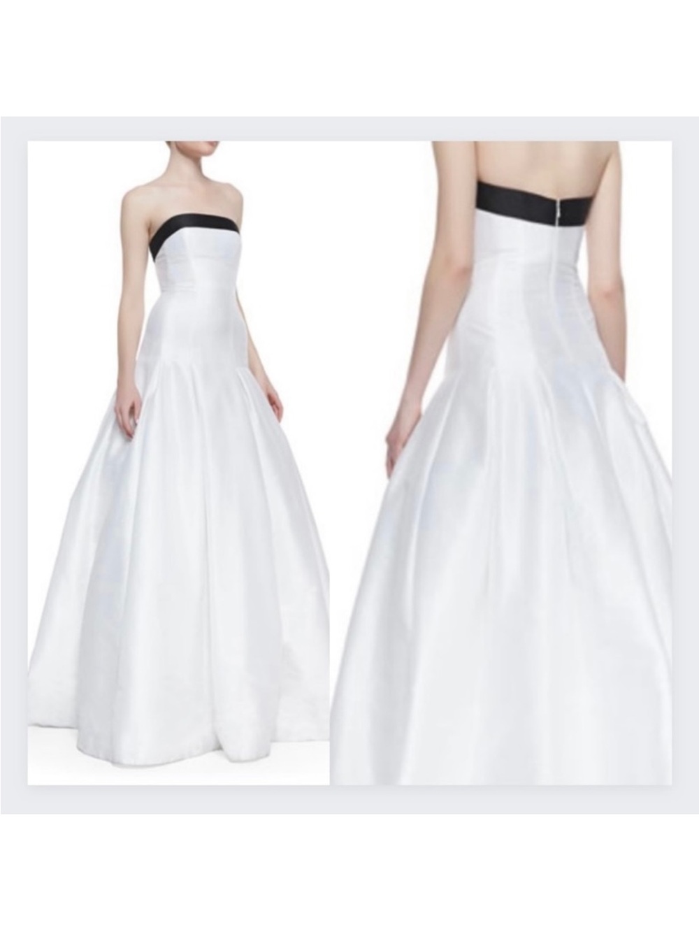 Monique Lhuillier black white contrast strapless wedding bridal dress gown 4